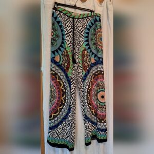 Flying Tomato Multicolor Mandala Print Wide-Leg Pants